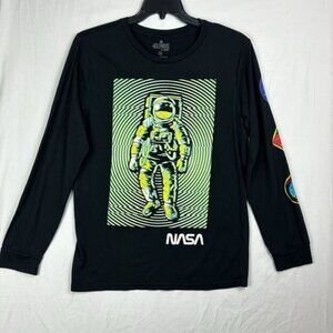 NASA Astronaut Long Sleeve Black Tee Shirt Mens Large Hollywood the Jean People